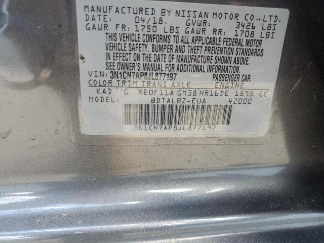 2018 Nissan Versa S VIN: 3N1CN7AP8JL877197 Lot: 55201264