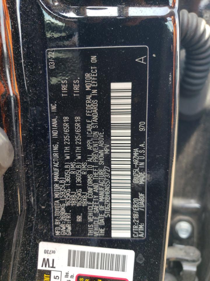 5TDGZRBH6NS573727 2022 Toyota Highlander Xle