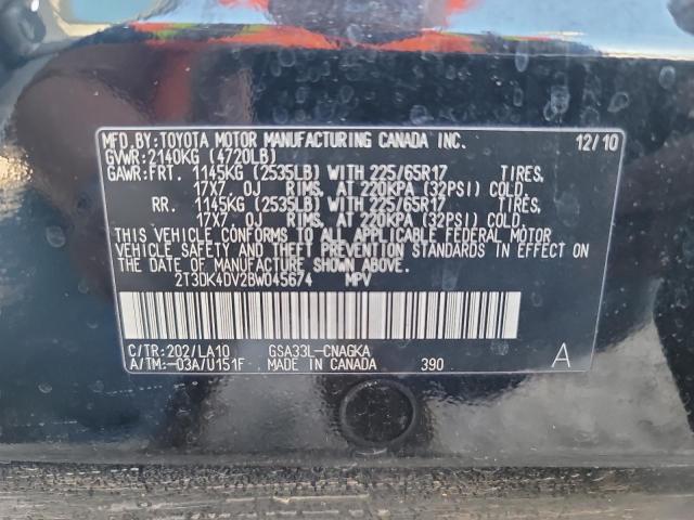 2011 Toyota Rav4 Limited VIN: 2T3DK4DV2BW045674 Lot: 56765574