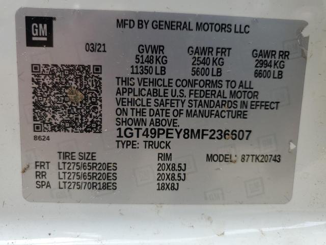 2021 GMC Sierra K2500 At4 VIN: 1GT49PEY8MF236607 Lot: 55456844