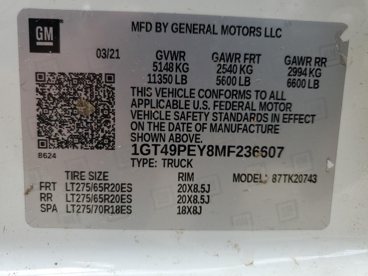 1GT49PEY8MF236607 2021 GMC Sierra K2500 At4