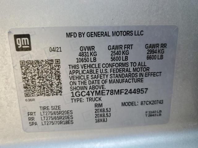 2021 Chevrolet Silverado K2500 Custom VIN: 1GC4YME78MF244957 Lot: 55046574