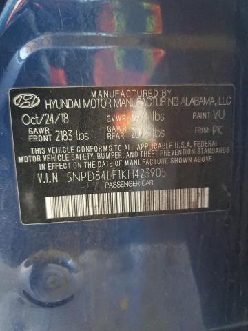 2019 Hyundai Elantra Sel VIN: 5NPD84LF1KH423905 Lot: 54064004