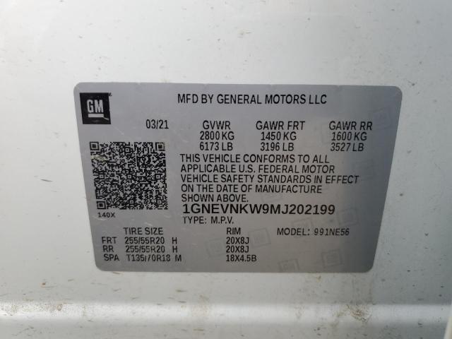 2021 Chevrolet Traverse High Country VIN: 1GNEVNKW9MJ202199 Lot: 55331584