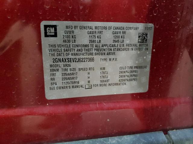 2018 Chevrolet Equinox Lt VIN: 2GNAXSEV2J6227366 Lot: 55817064