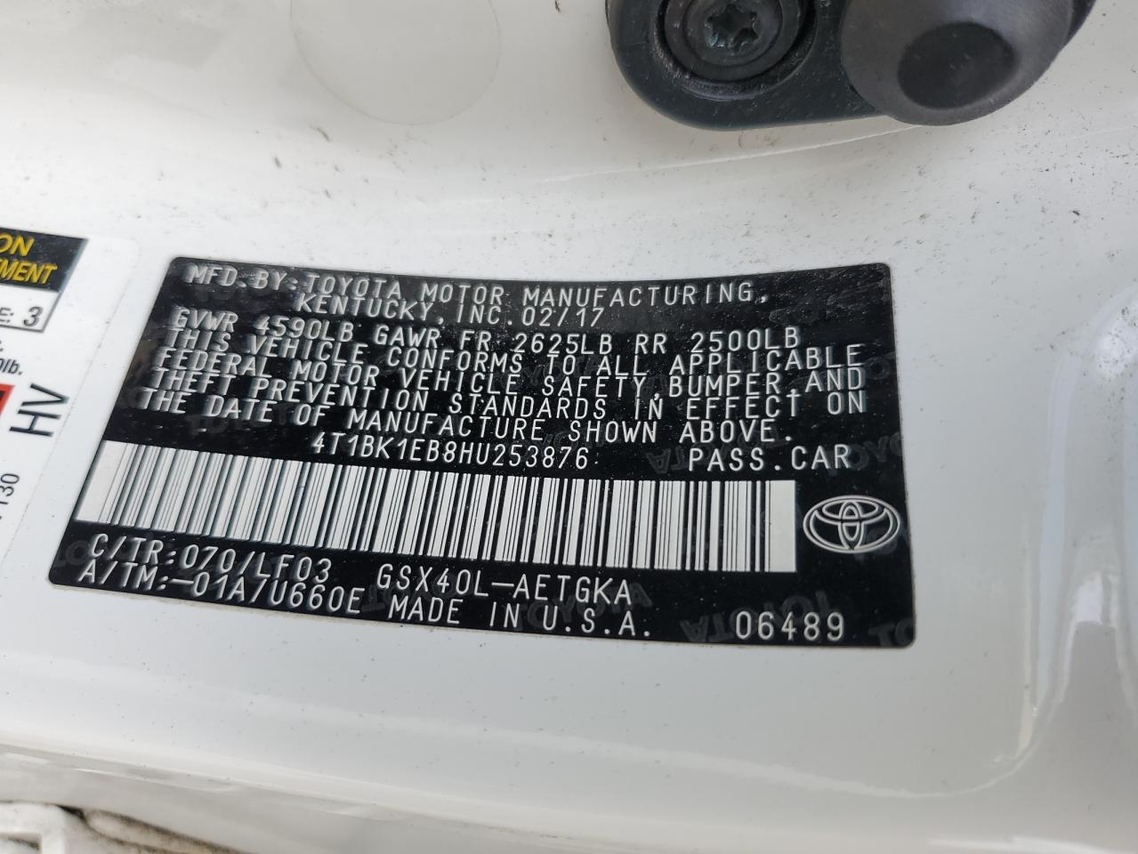 4T1BK1EB8HU253876 2017 Toyota Avalon Xle