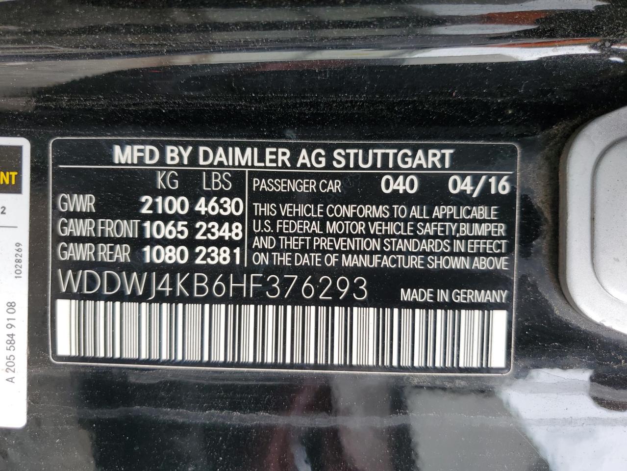 WDDWJ4KB6HF376293 2017 Mercedes-Benz C 300 4Matic