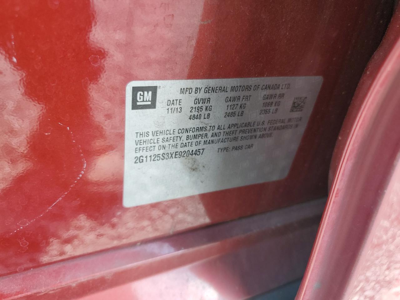 2G1125S3XE9204457 2014 Chevrolet Impala Lt