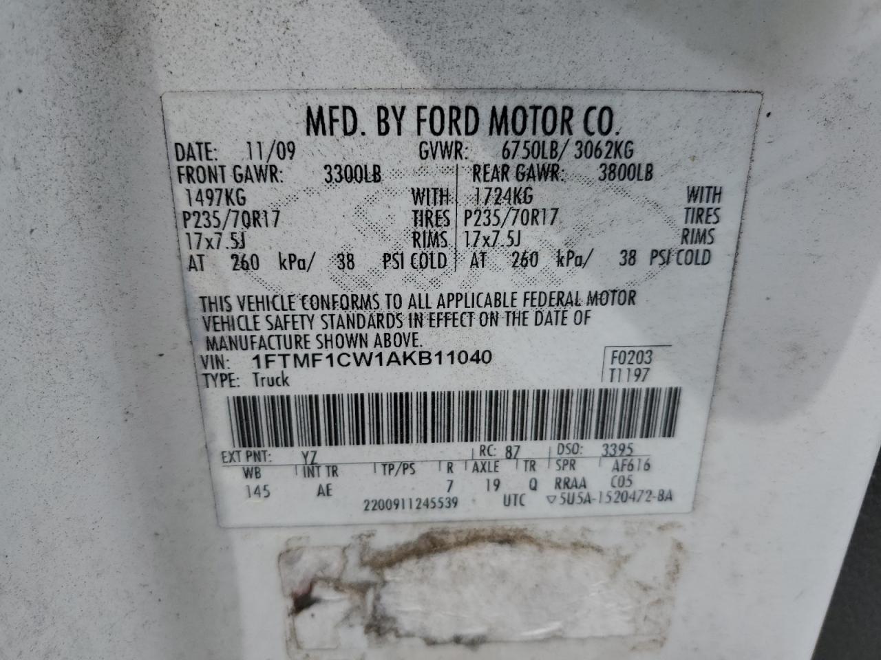1FTMF1CW1AKB11040 2010 Ford F150