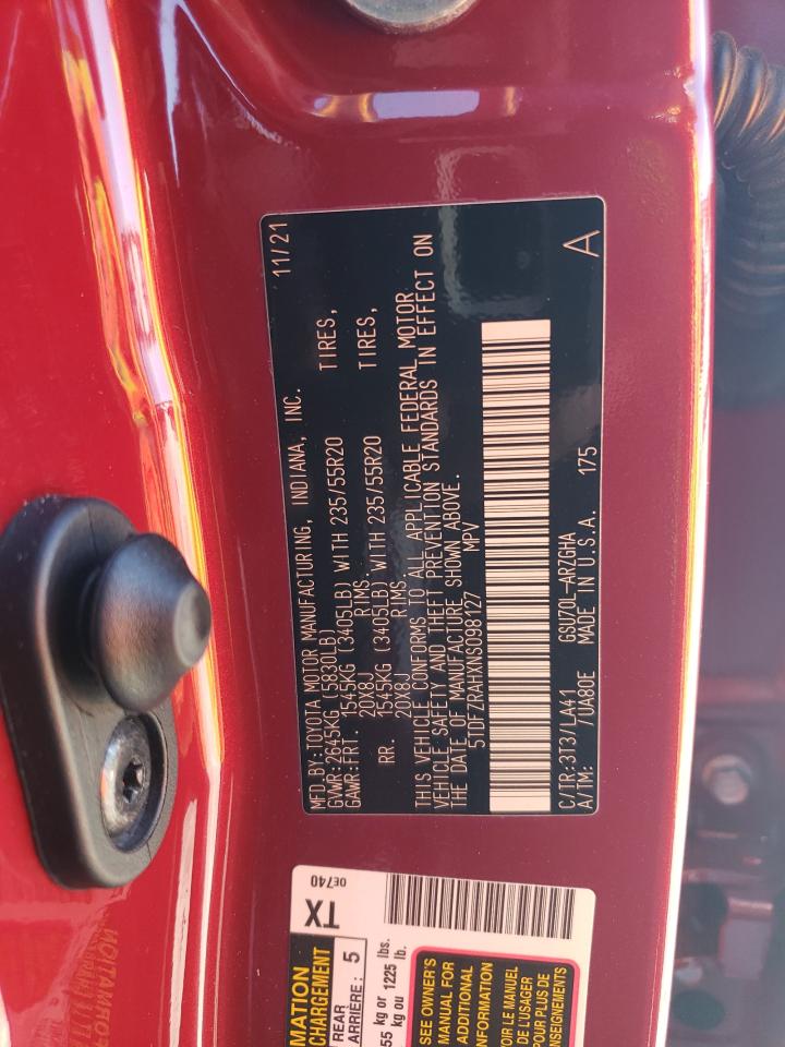 5TDFZRAHXNS098127 2022 Toyota Highlander Platinum