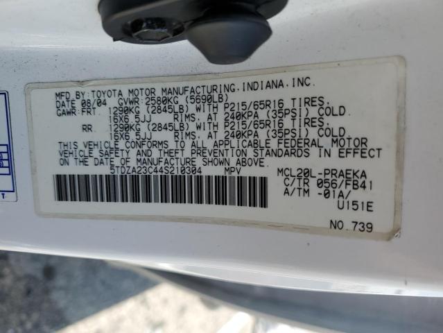 2004 Toyota Sienna Ce VIN: 5TDZA23C44S210304 Lot: 54002124