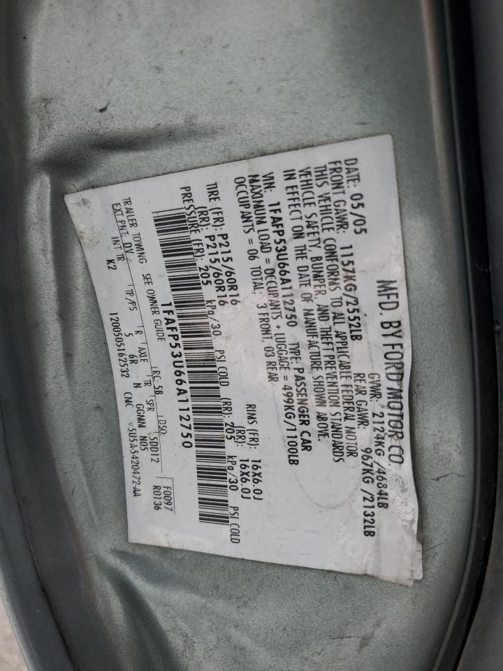 1FAFP53U66A112750 2006 Ford Taurus Se