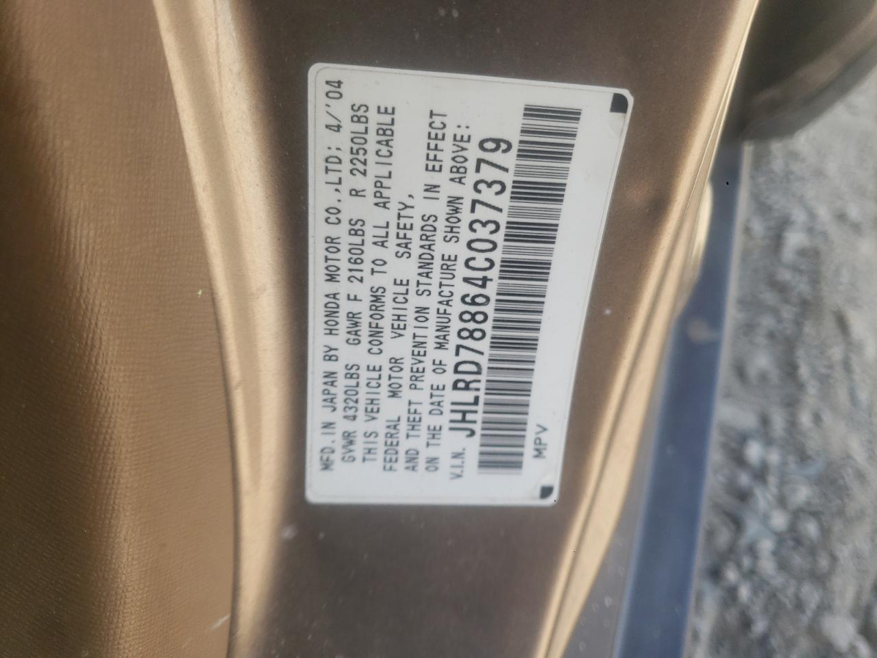 JHLRD78864C037379 2004 Honda Cr-V Ex