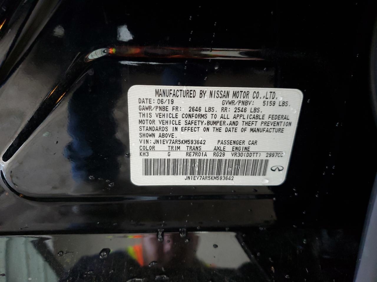 JN1EV7AR5KM593642 2019 Infiniti Q50 Luxe