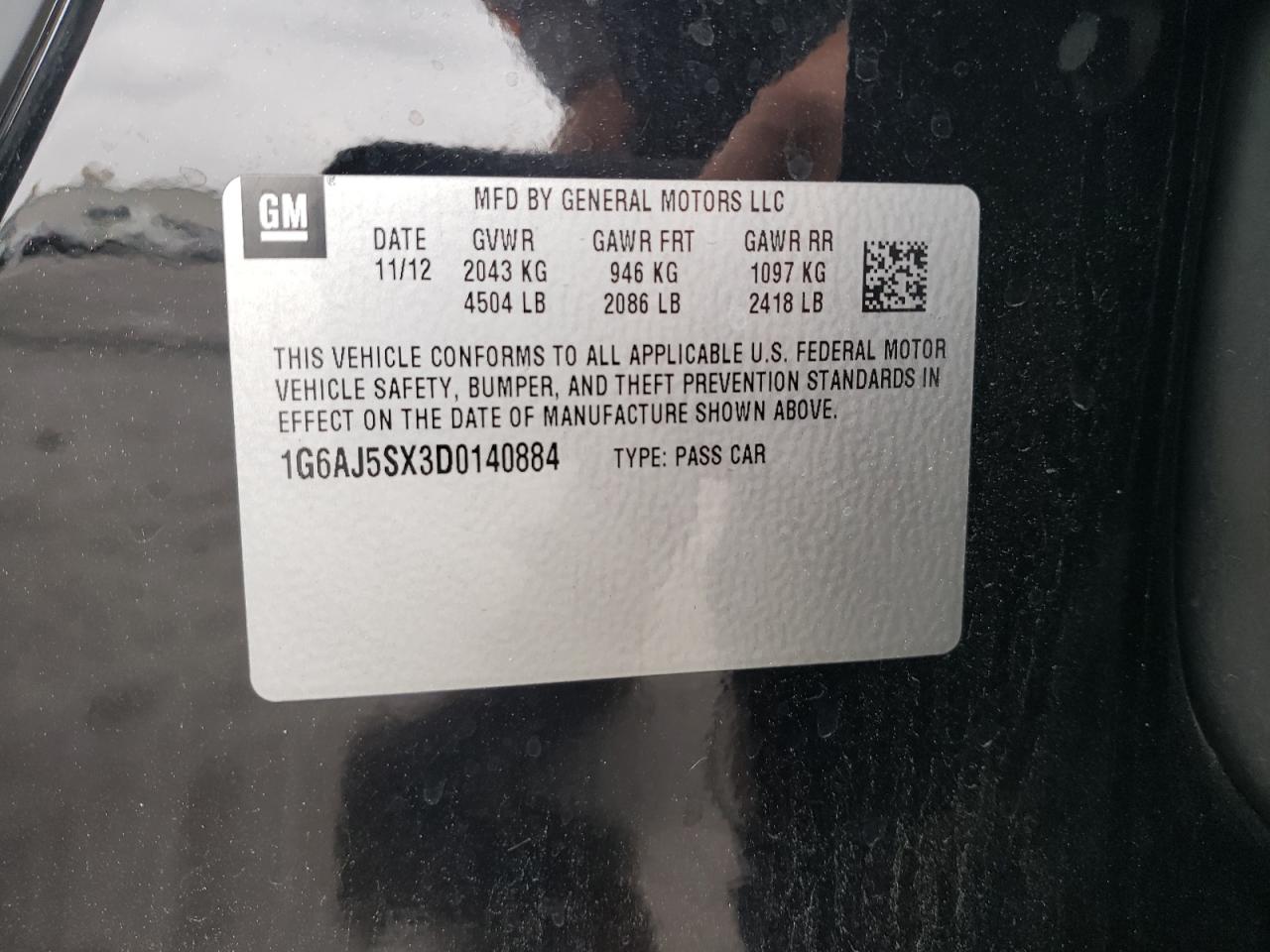 1G6AJ5SX3D0140884 2013 Cadillac Ats Performance