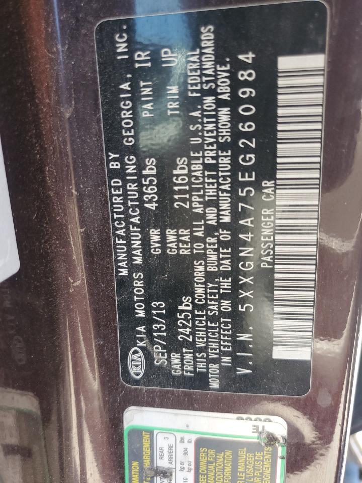 5XXGN4A75EG260984 2014 Kia Optima Ex