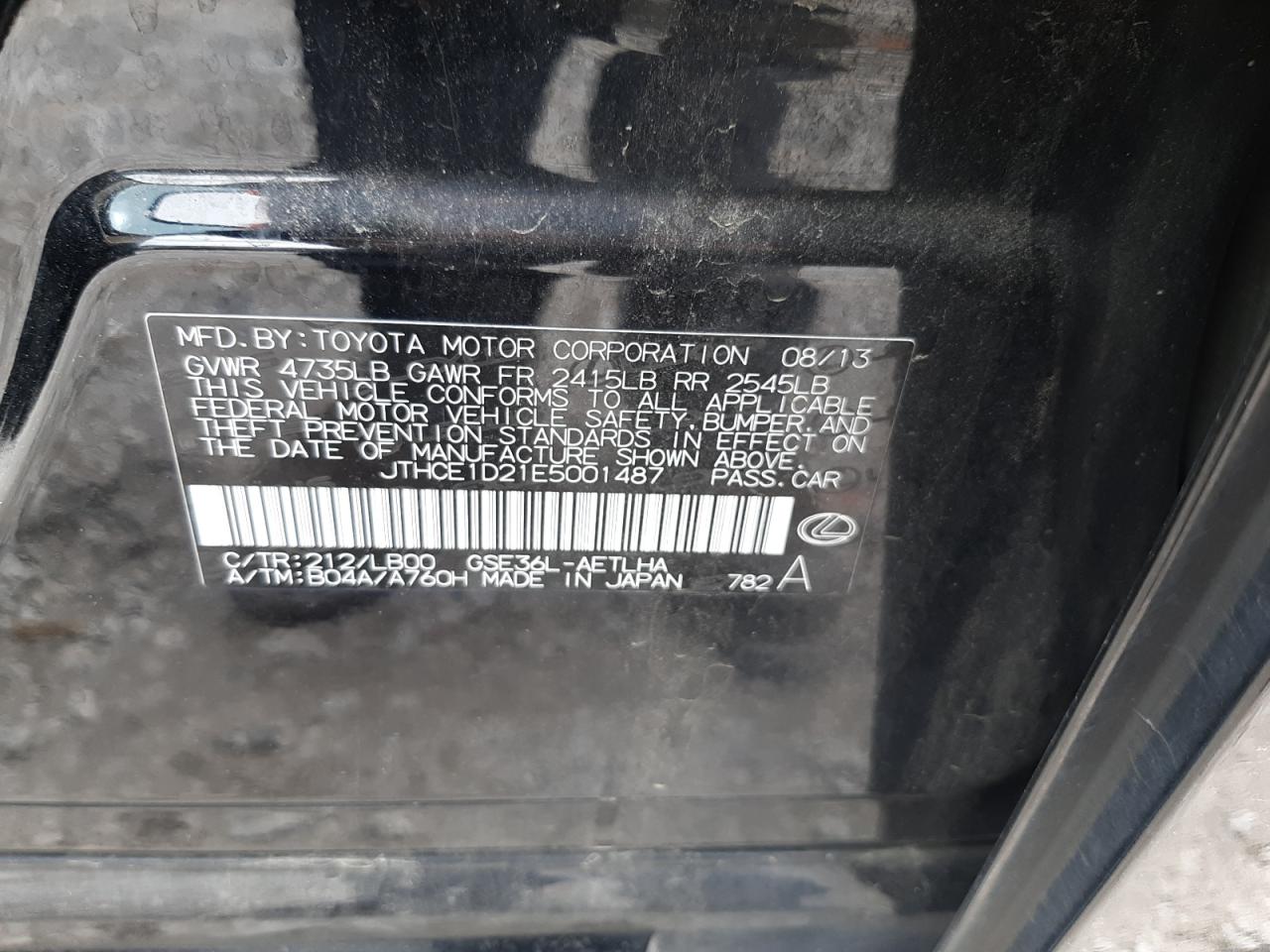 JTHCE1D21E5001487 2014 Lexus Is 350