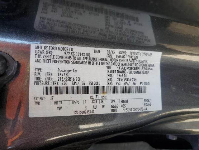 2015 Ford Focus Se VIN: 1FADP3F25FL375354 Lot: 53843934