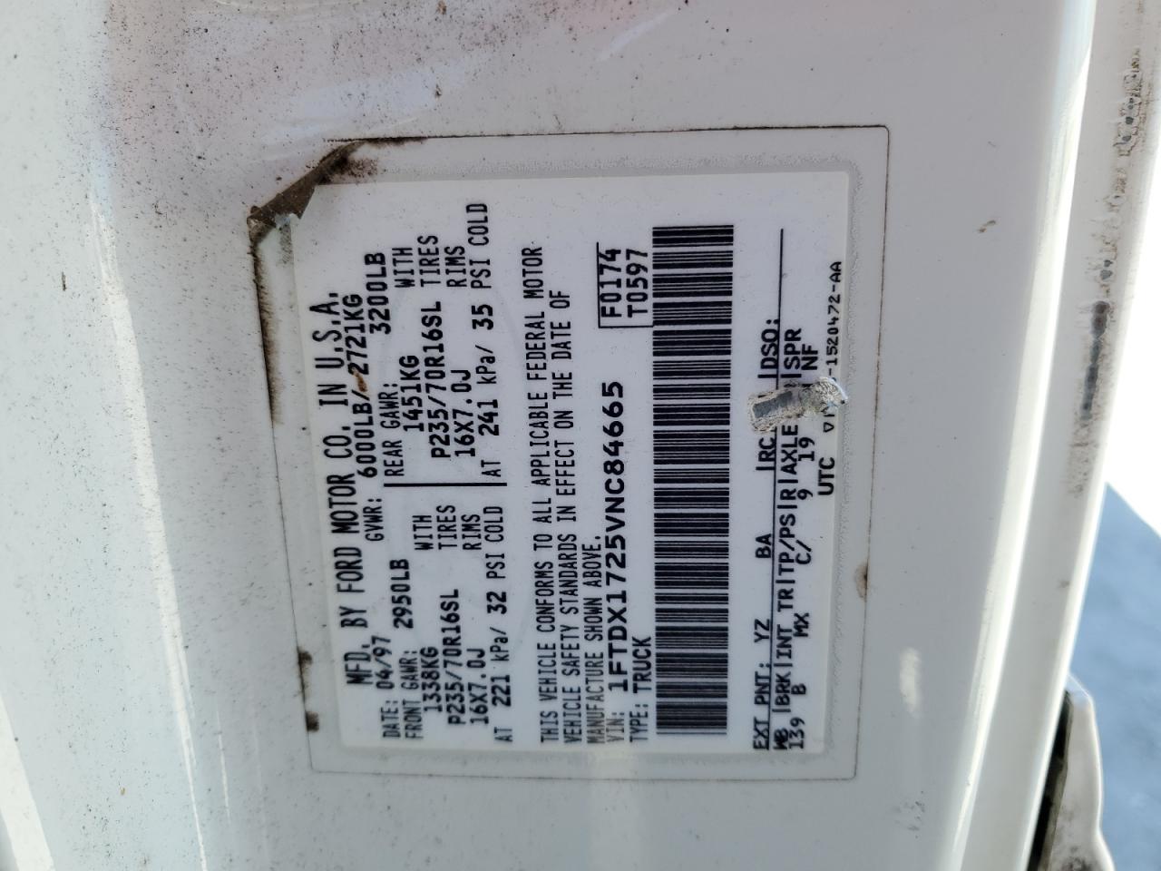 1FTDX1725VNC84665 1997 Ford F150