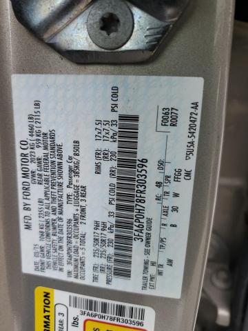 2015 Ford Fusion Se VIN: 3FA6P0H78FR303596 Lot: 53083984