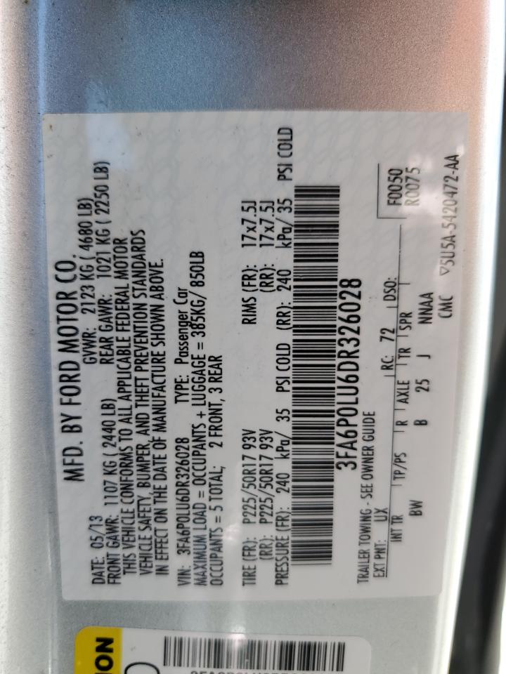 3FA6P0LU6DR326028 2013 Ford Fusion Se Hybrid