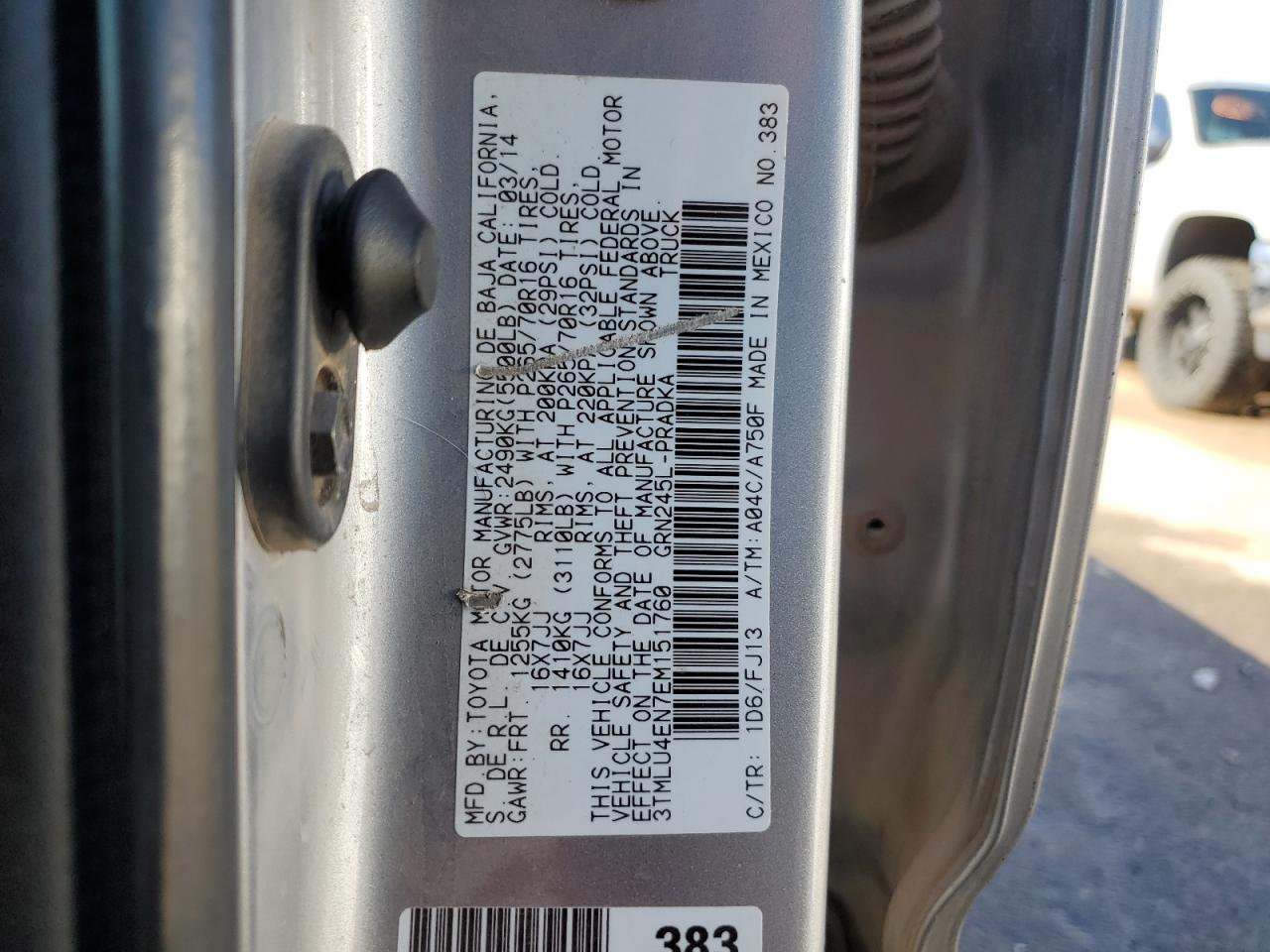 3TMLU4EN7EM151760 2014 Toyota Tacoma Double Cab