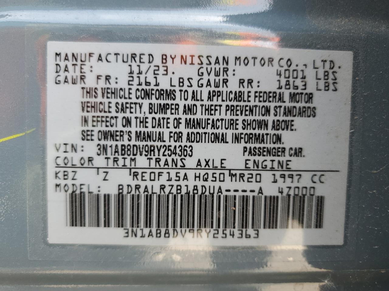 3N1AB8DV9RY254363 2024 Nissan Sentra Sr