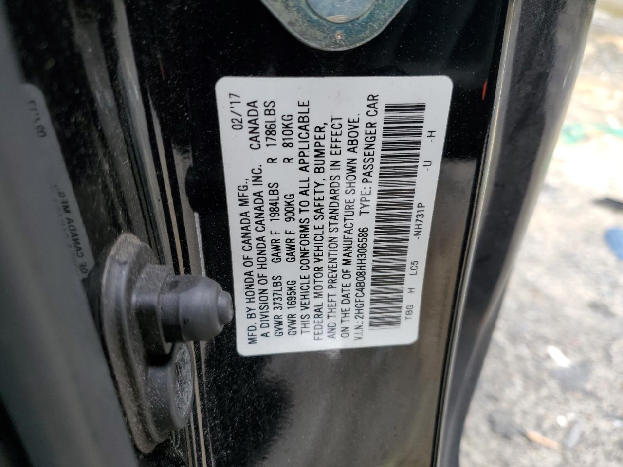 2HGFC4B08HH306586 2017 Honda Civic Lx