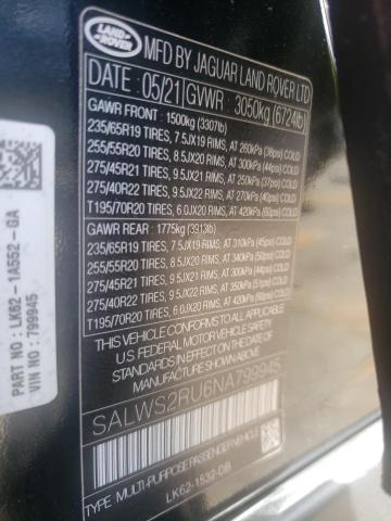 2022 Land Rover Range Rover Sport Hst VIN: SALWS2RU6NA799945 Lot: 52375004