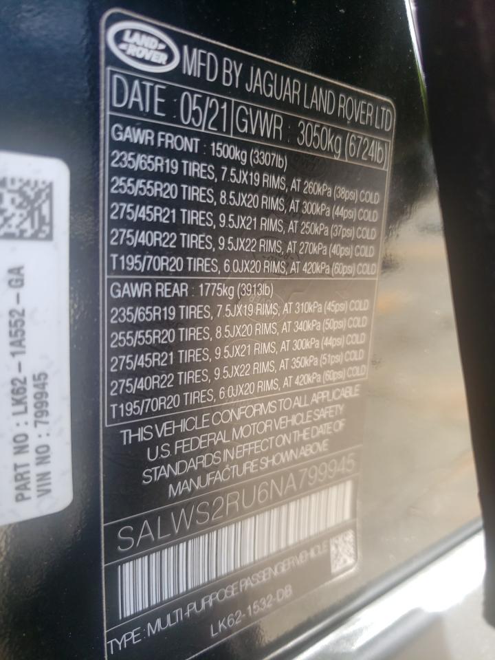 SALWS2RU6NA799945 2022 Land Rover Range Rover Sport Hst