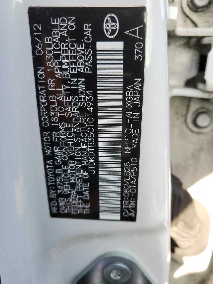 JTDKDTB35C1014934 2012 Toyota Prius C