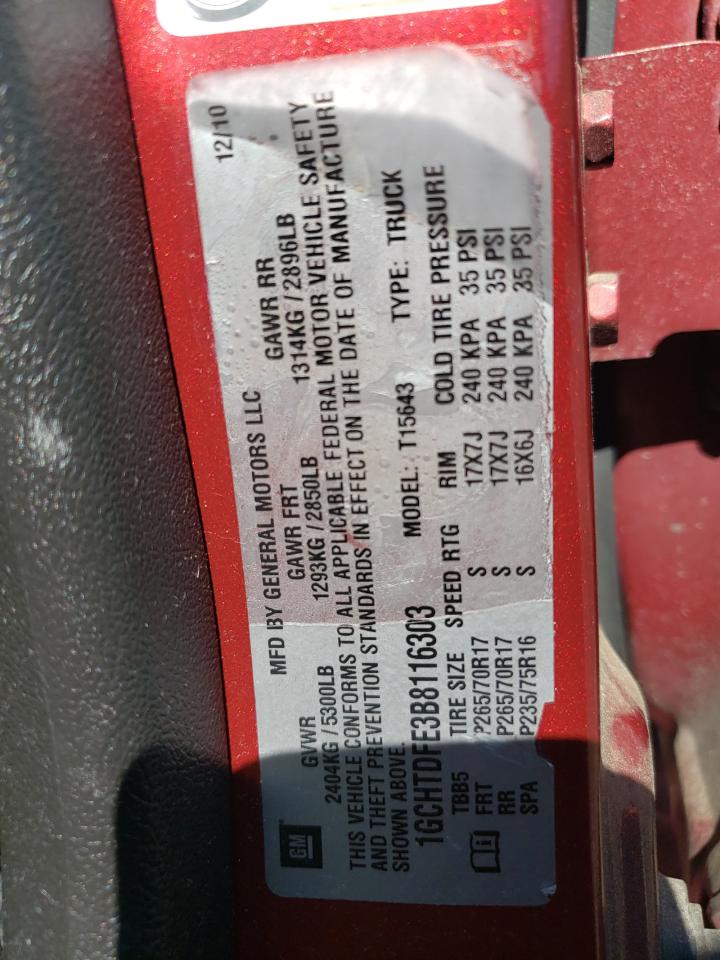 1GCHTDFE3B8116303 2011 Chevrolet Colorado Lt