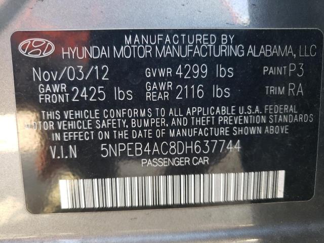 2013 Hyundai Sonata Gls VIN: 5NPEB4AC8DH637744 Lot: 56823564