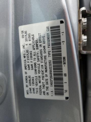 2009 Honda Accord Lxp VIN: 1HGCP26499A023252 Lot: 54797734