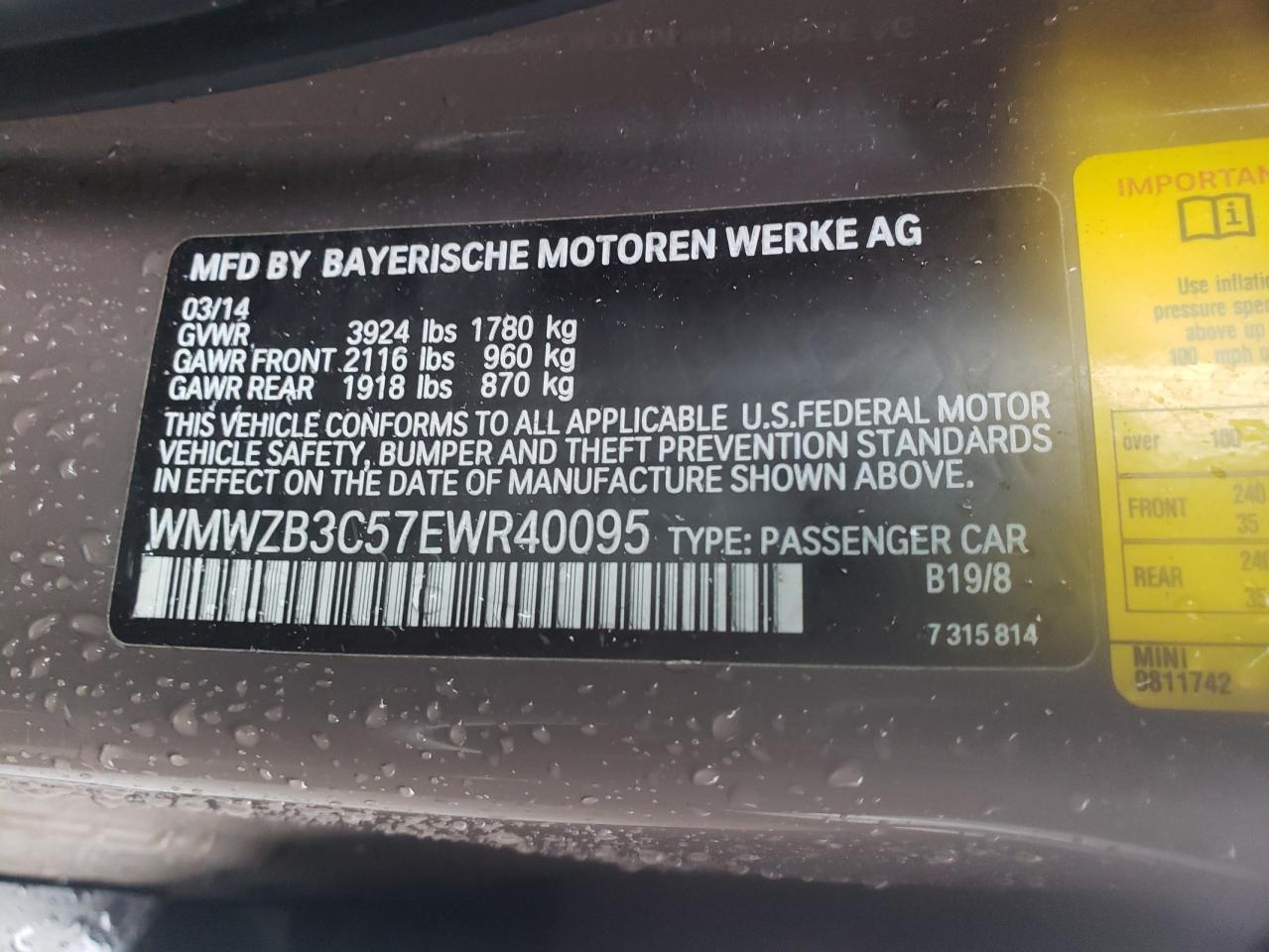 WMWZB3C57EWR40095 2014 Mini Cooper Countryman