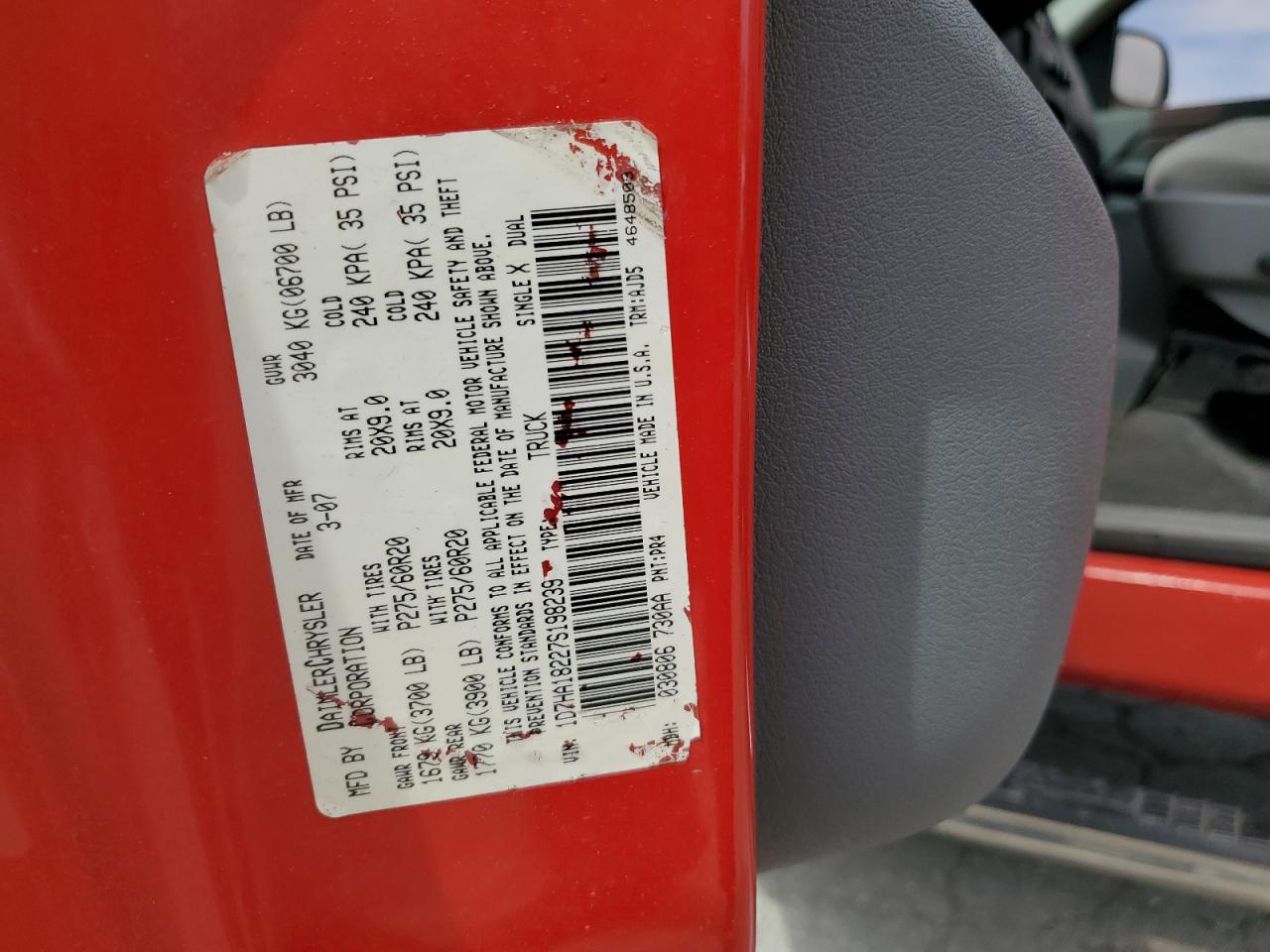 1D7HA18227S198239 2007 Dodge Ram 1500 St