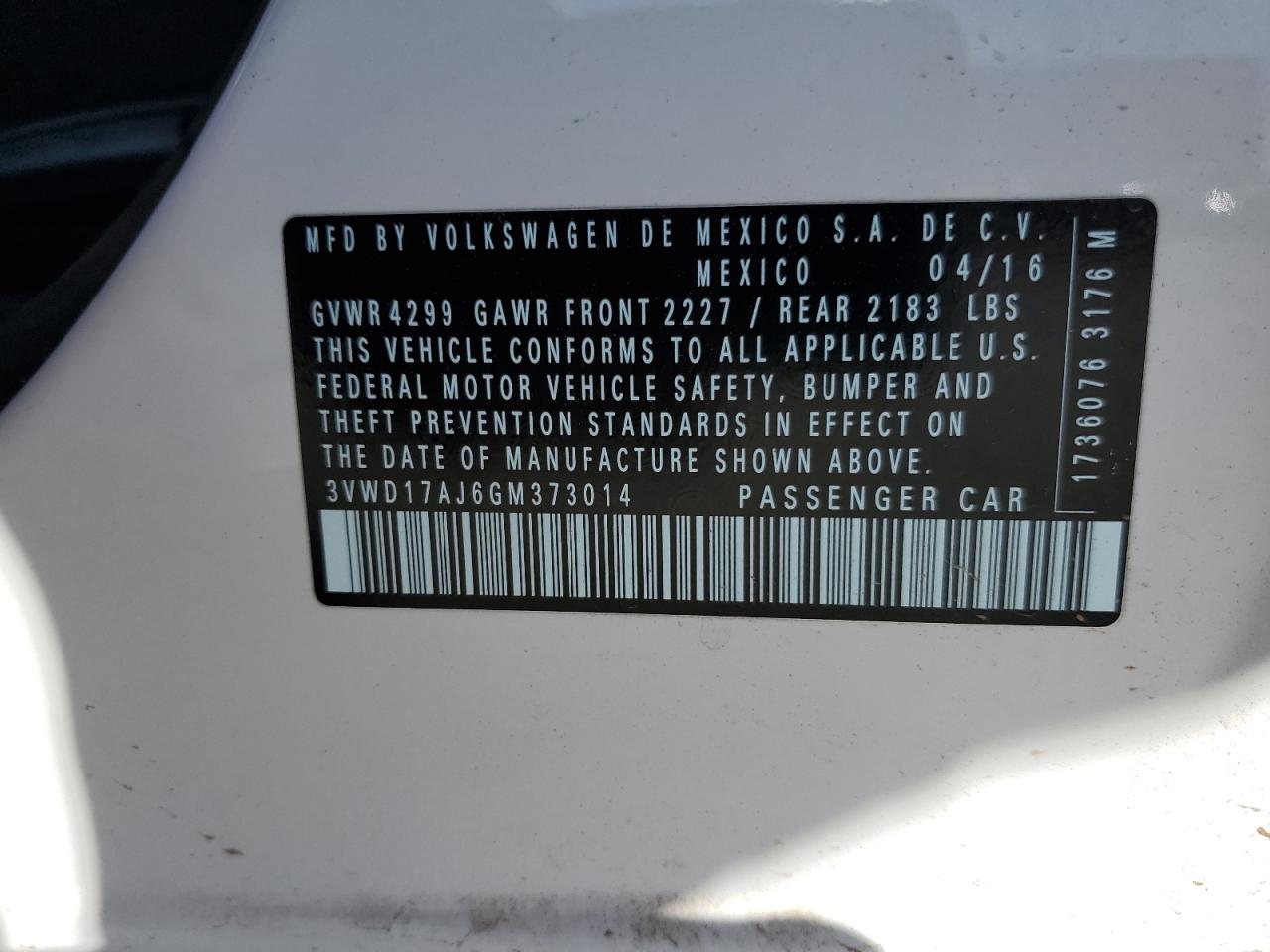 3VWD17AJ6GM373014 2016 Volkswagen Jetta Sport