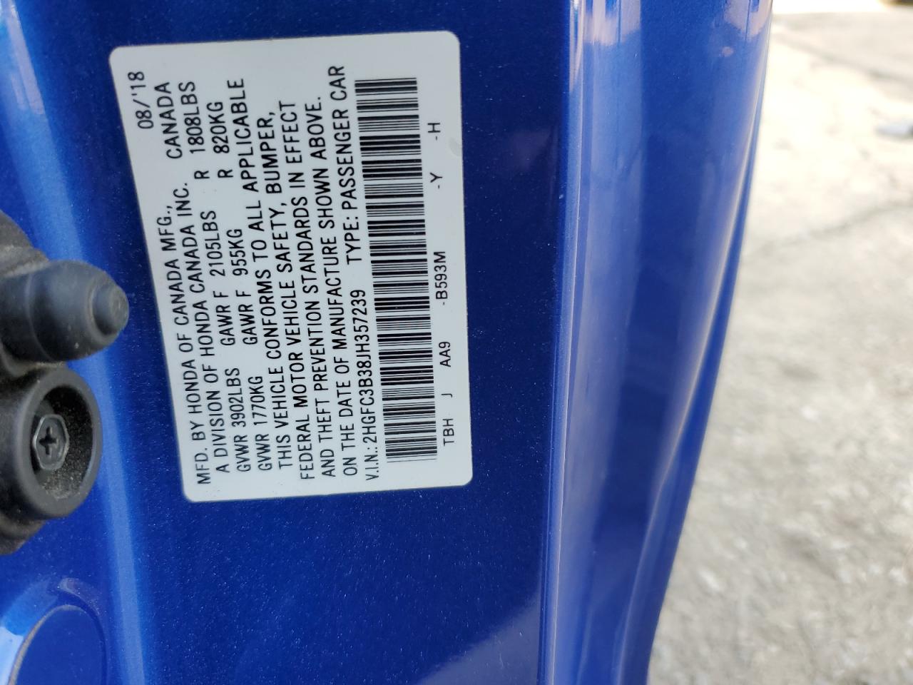 2HGFC3B38JH357239 2018 Honda Civic Ex