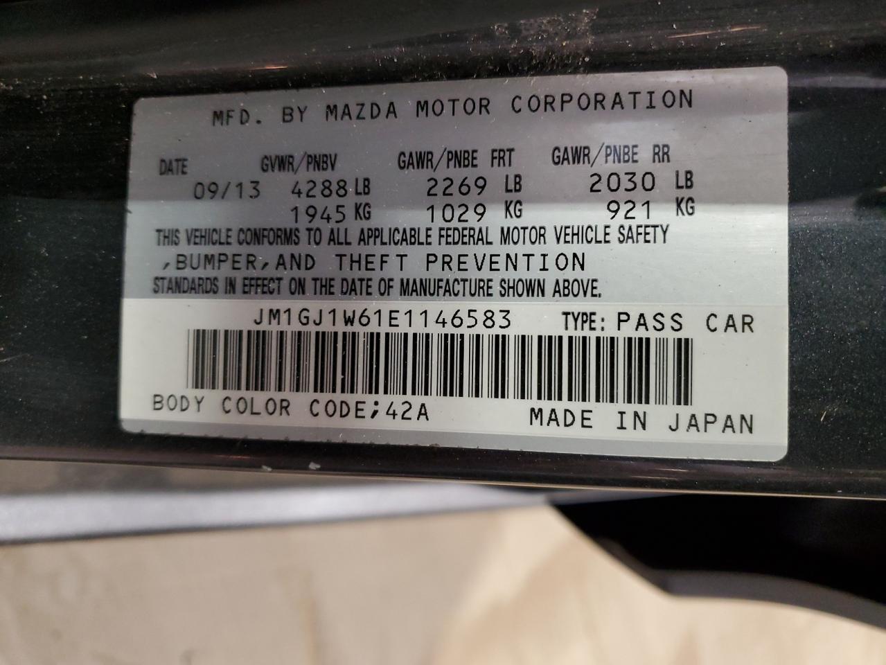 JM1GJ1W61E1146583 2014 Mazda 6 Grand Touring