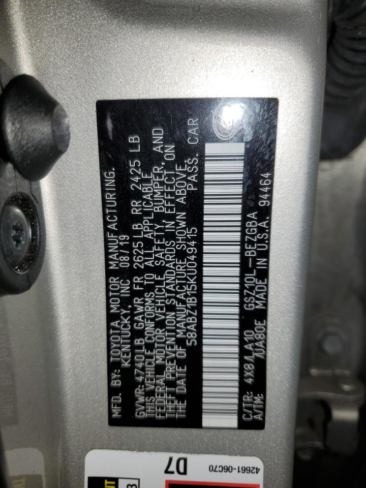 58ABZ1B15KU049415 2019 Lexus Es 350