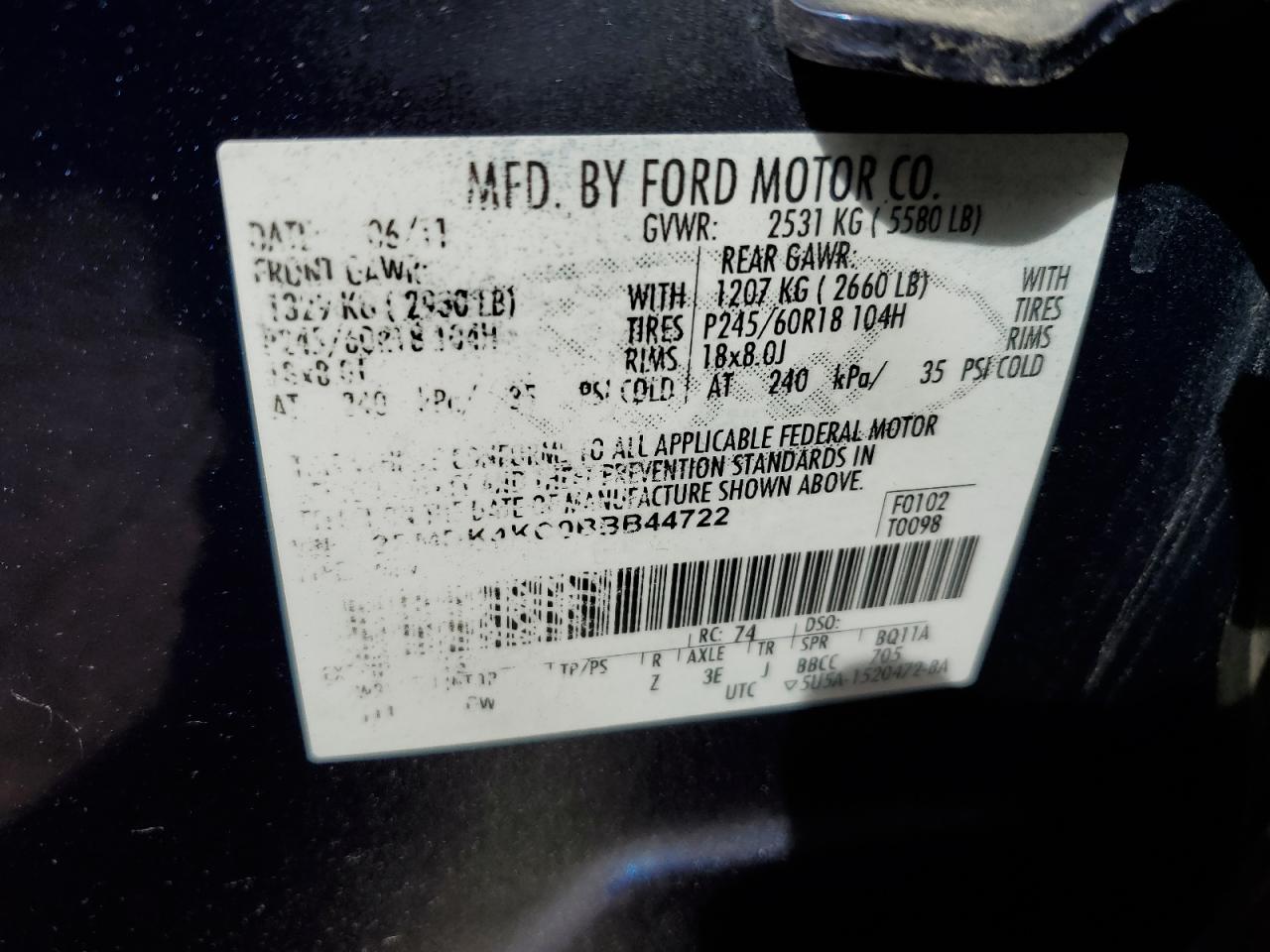 2FMDK4KC0BBB44722 2011 Ford Edge Limited