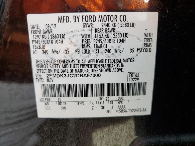 2013 Ford Edge Sel VIN: 2FMDK3JC2DBA97000 Lot: 55969184