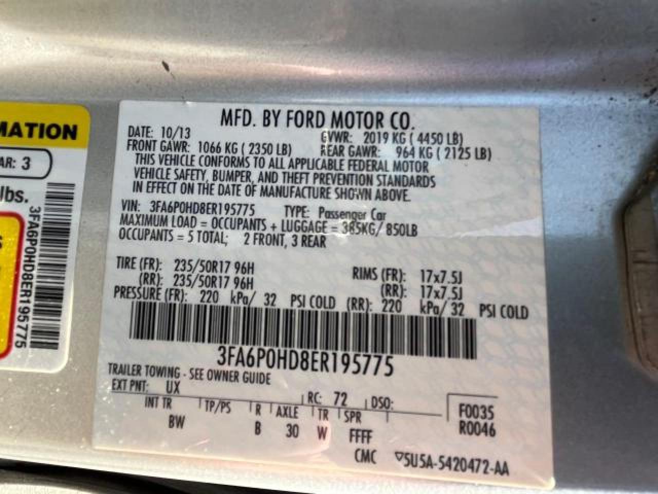 2014 Ford Fusion Se vin: 3FA6P0HD8ER195775