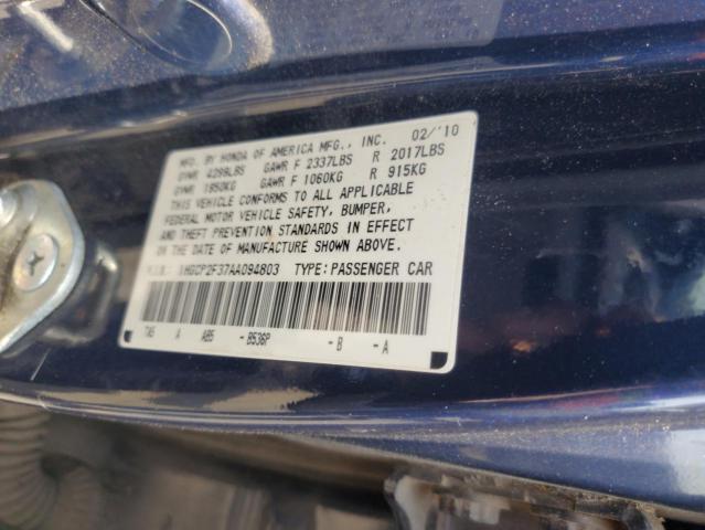 2010 Honda Accord Lx VIN: 1HGCP2F37AA094803 Lot: 54020954