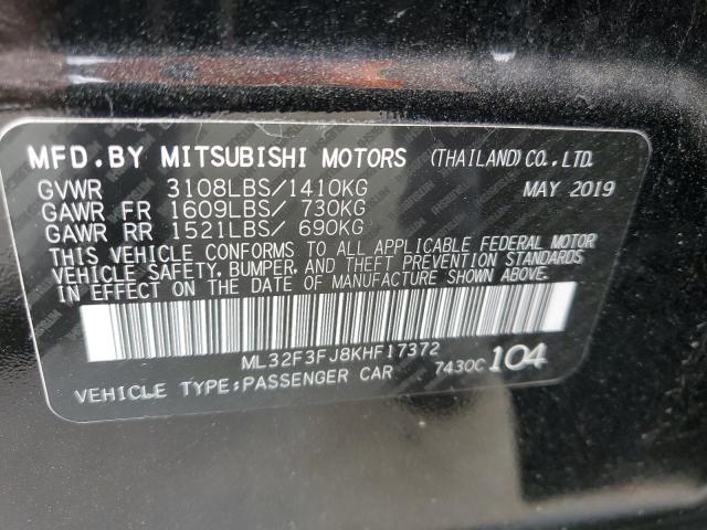 2019 Mitsubishi Mirage G4 Es VIN: ML32F3FJ8KHF17372 Lot: 53192364