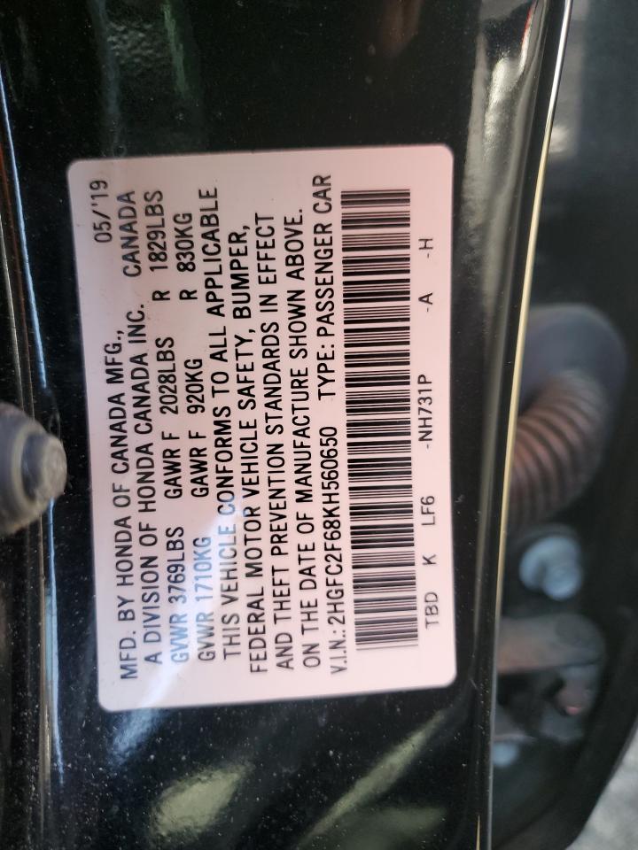 2HGFC2F68KH560650 2019 Honda Civic Lx