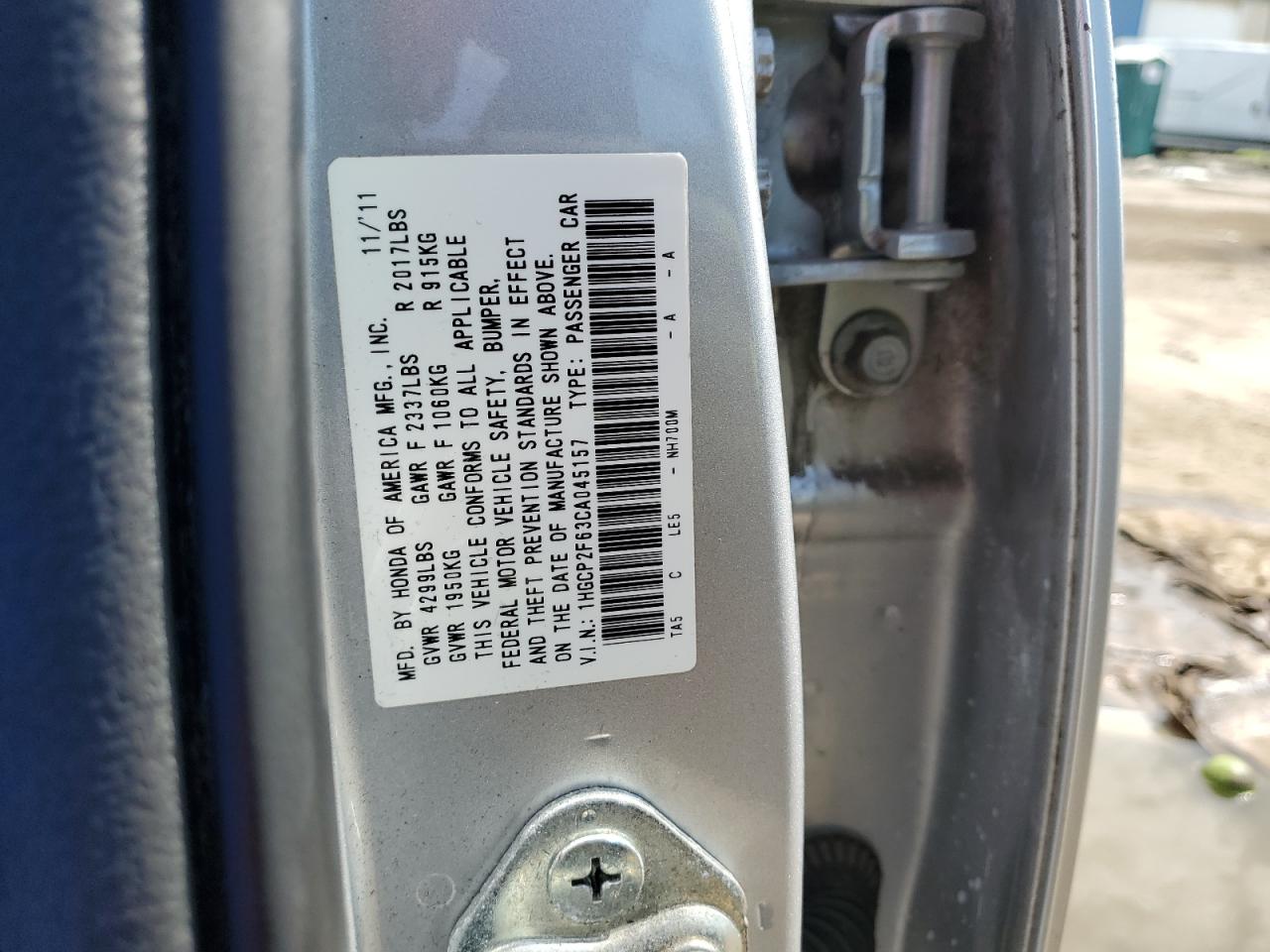 1HGCP2F63CA045157 2012 Honda Accord Se