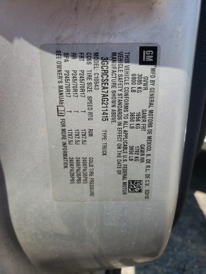 3GCRCSEA7AG211415 2010 Chevrolet Silverado C1500 Lt