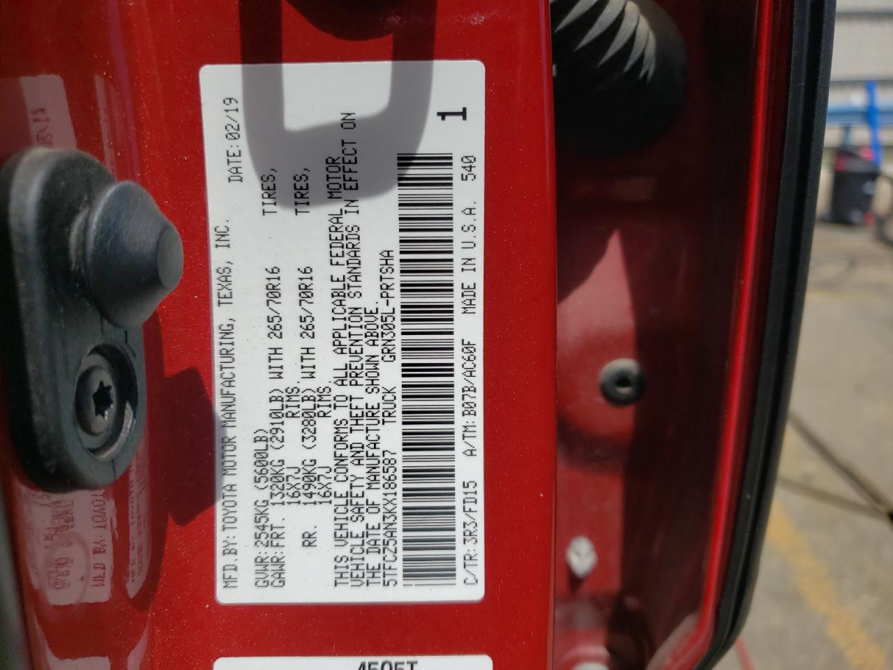 5TFCZ5AN3KX186587 2019 Toyota Tacoma Double Cab