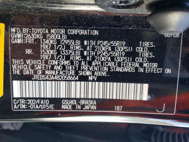 2008 Toyota Highlander Sport VIN: JTEDS43A482058664 Lot: 55727804